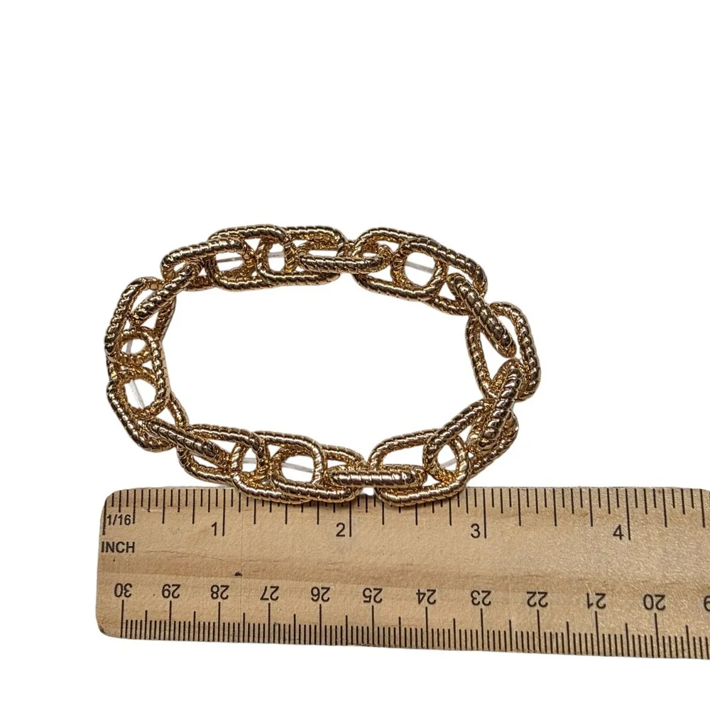 Unbranded Bracelet Women OS Gold Chunky Textured Link Statement Jewelry
